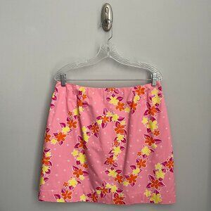 Lilly Pulitzer Pink Floral Skirt Size 14 Pencil Orange Yellow Golf Valentine’s